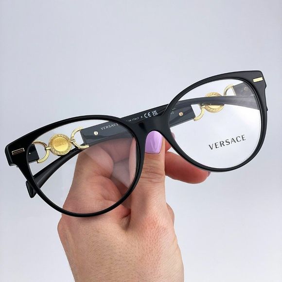 Versace VE3334 GB1 Eyeglasses Black Gold Cat Eye Women - Picture 2 of 13